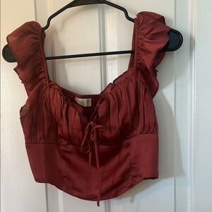 Altar'd State Deep Red Ruffle Blouse